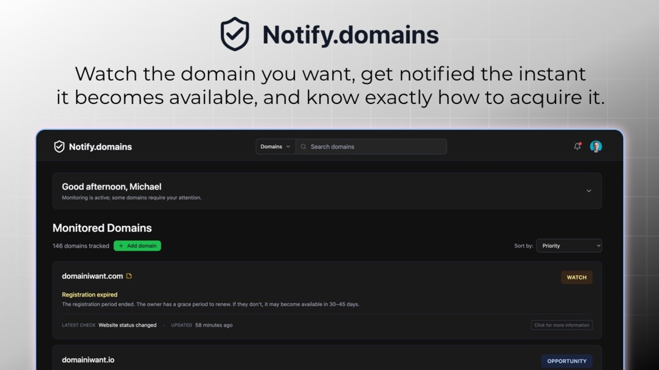 Notify.domains screenshot 1