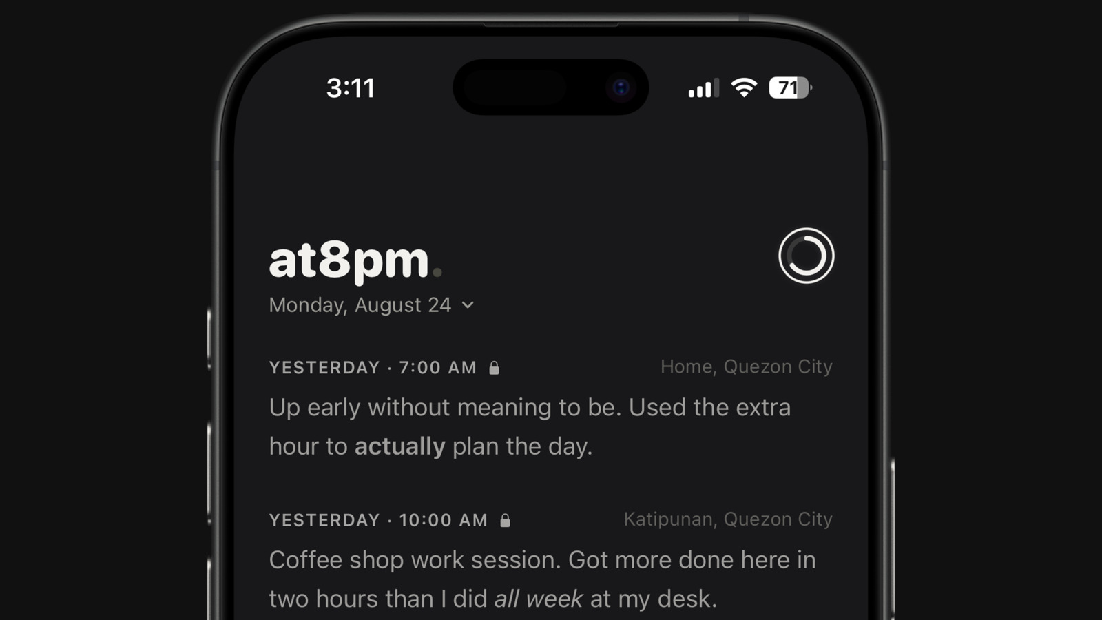 at8pm. screenshot 1